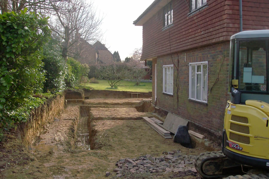 Groundworks to the side of the house